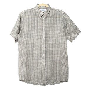 Kent Arrow Check Short Sleeve Button Down Shirt Plaid White Tan Blue Preppy Top